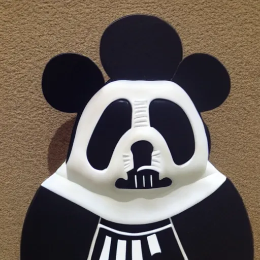 Image similar to panda with a darth vader face