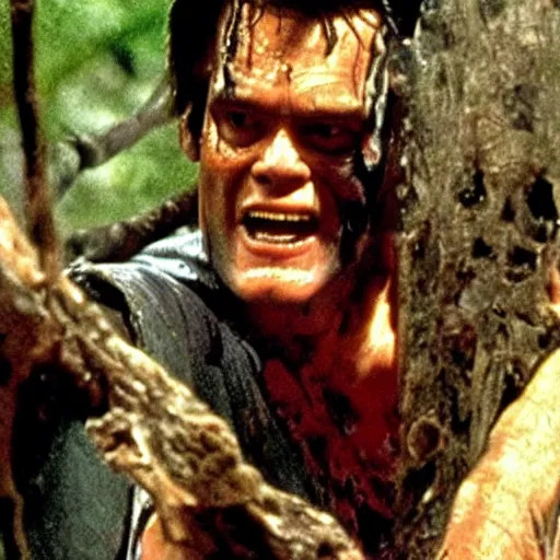 Image similar to movie still of jim carrey in evil dead 2