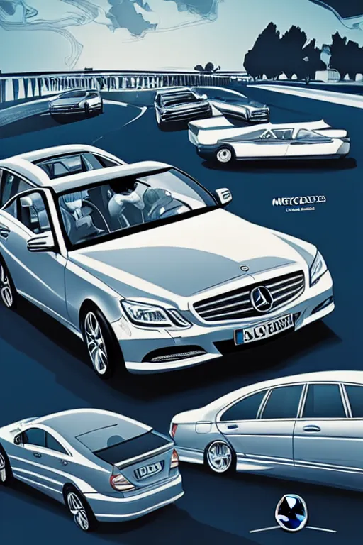 Prompt: advertising illustration for mercedes