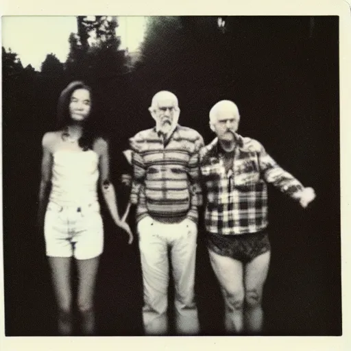 Image similar to found polaroid of weird trash humpers