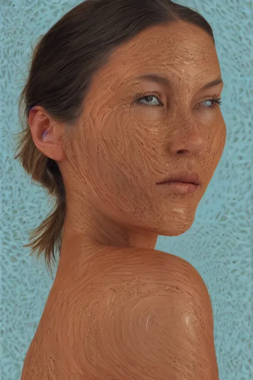 Image similar to portrait of a beautiful woman with reaction diffusion skin. high detail