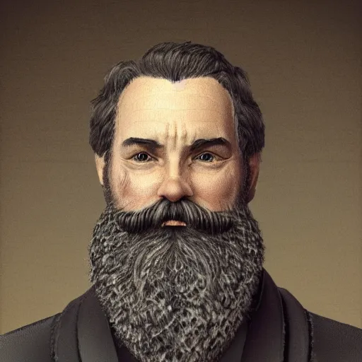 Prompt: portrait of a man in his 4 0 s with a black stubby beard highly detailed and intricate, 8 k illustration