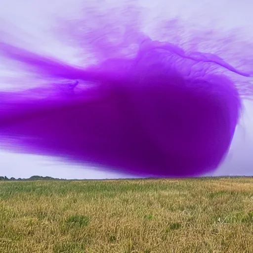 Prompt: Photograph of a purple tornado