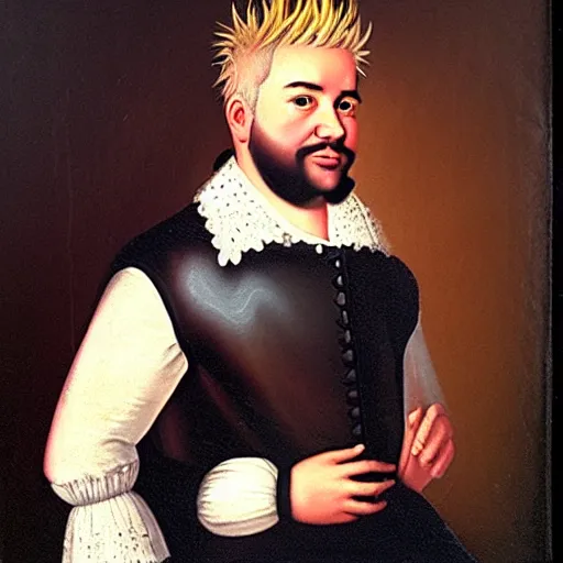 Image similar to a 1 6 0 0 s portrait painting of guy fieri pc gaming