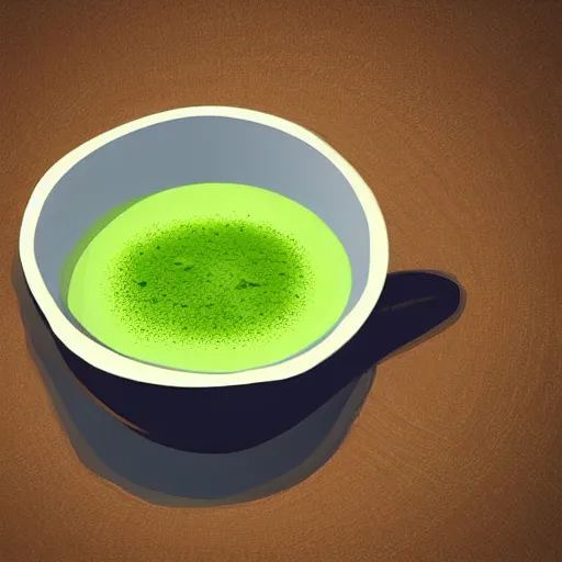 Image similar to A photorealistic photograph of Cup of Matcha Green tea, 2022