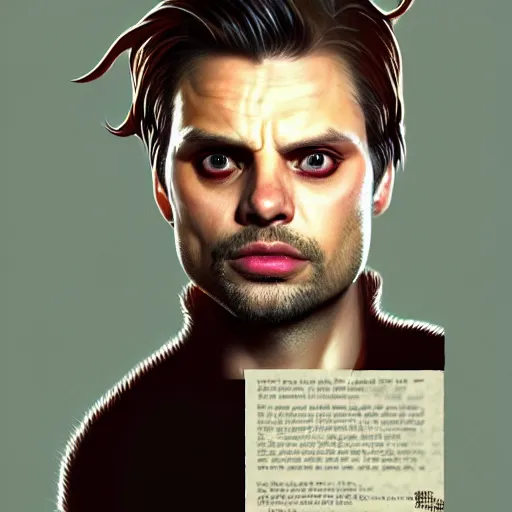 Prompt: flan pudding face sebastian stan as a sentient flan pudding, sebastian stan flan face face spliced with ( ( wibbly wobbly flan pudding facd ) ) ) hybrid humanoid by greg rutkowski