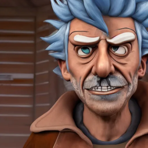 Image similar to Rick Sanchez in Read Dead 2, hyper realistic, HD, HQ, photo realistic