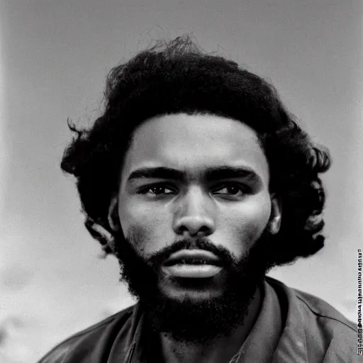Image similar to Portrait of Jaylen Brown, Jaylen Brown as Che Guevara, Guerilla Heroico, Black and White, Photograph by Alberto Korda, inspiring, dignifying, national archives