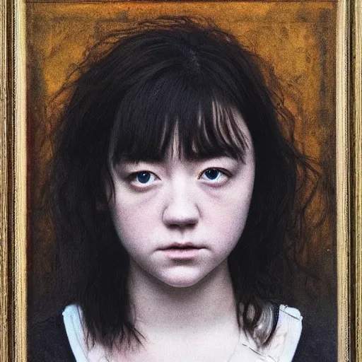 Image similar to a masterpiece portrait photo of a beautiful young woman who looks like a korean maisie williams, symmetrical face