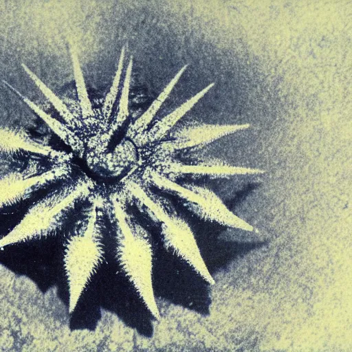 Prompt: sea urchin in the style of cyanotype