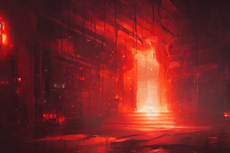 Image similar to arcs of flame, simulation of water splashes, shards of mercury, dramatic lighting, cyberpunk neon, secret cypher, red flowers, solar flares, intricate art by greg rutkowski