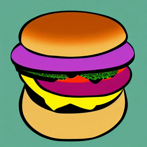 Image similar to pop art illustration of a cheeseburger, adobe illustrator