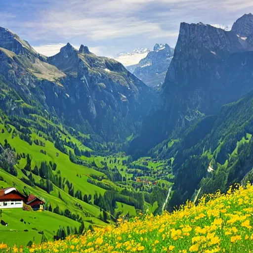 Image similar to alps mountain valley switzerland, wildflower vista