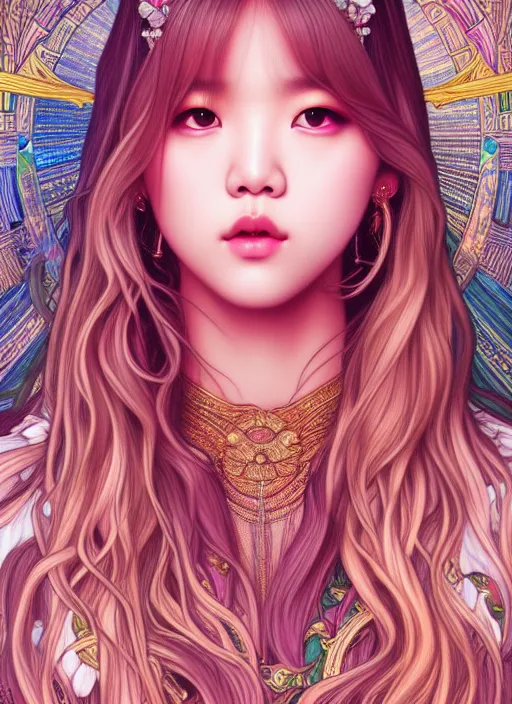 Image similar to lalisa manoban of blackpink, goddess of the moon, tarot card, highly detailed, digital painting, smooth, sharp focus, illustration, ultra realistic, 8 k, art by artgerm and alphonse mucha