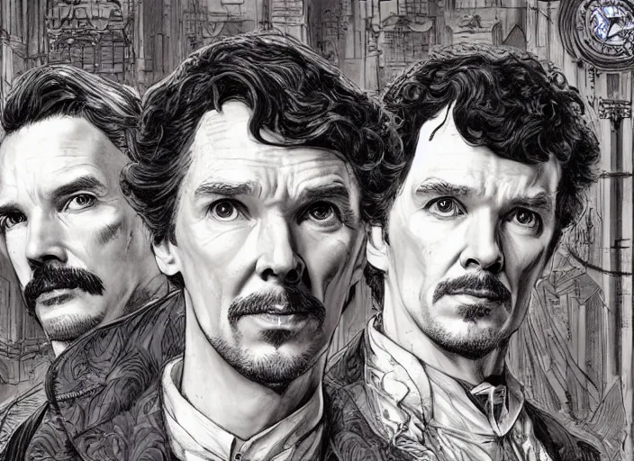 Image similar to a highly detailed sherlock portrait of stephen strange, james gurney, james jean