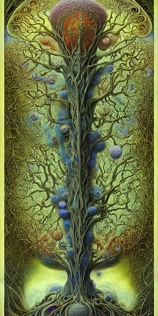 Image similar to tree of life by roger dean and andrew ferez, art forms of nature by ernst haeckel, divine chaos engine, symbolist, visionary, art nouveau, botanical fractal structures, organic, detailed, realistic, surreality