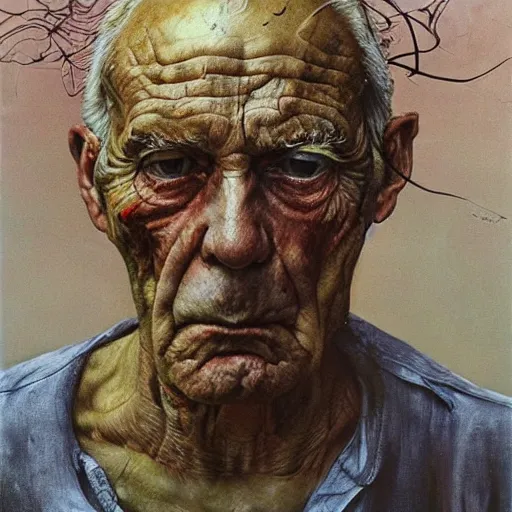 Image similar to high quality high detail painting by lucian freud and beksinski, hd, boxer