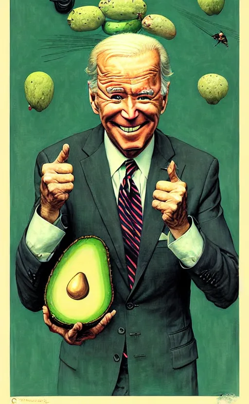 Image similar to joe biden avocado painting propaganda poster by chiara bautista, beksinski and norman rockwell and greg rutkowski weta studio, and lucasfilm