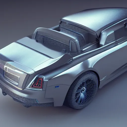 Image similar to 3 d octane render, super detailed, ray tracing, high quality, super realistic, cyberpunk rolls royce.