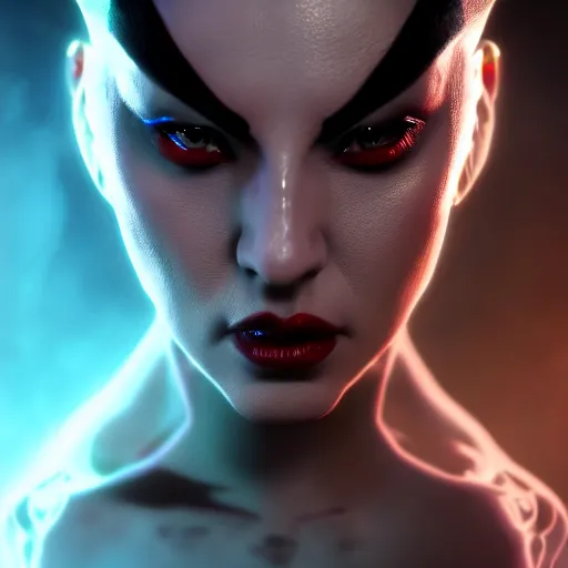 Image similar to Portrait of Kitana from Mortal Kombat 11, anger, mystery, fear, highly detailed, ominous vibe, smoke, octane render, cgsociety, artstation, trending on ArtStation, by Travis Sergio Diaz