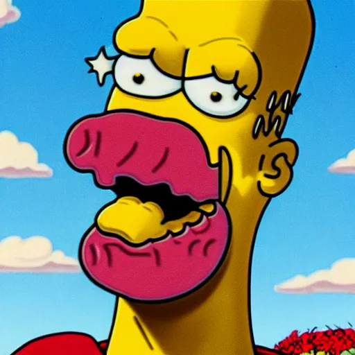 Prompt: Simpsons Cronenberg monster