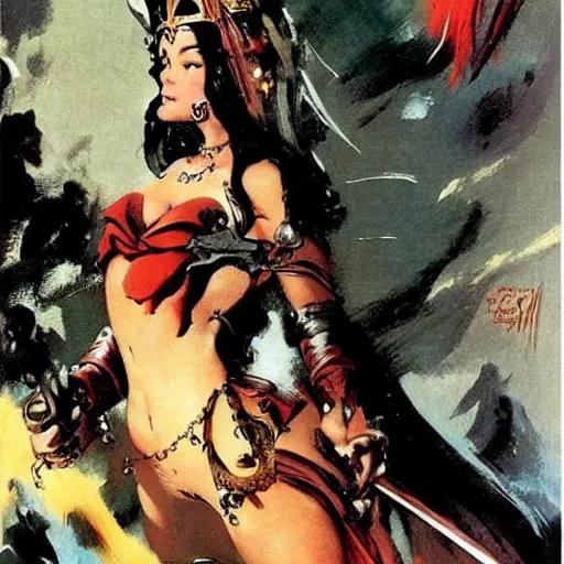 Image similar to princess by Frank Frazetta,fantasy artwork,bold,beautiful,striking,high quality!!!!!,masterpiece!!!!