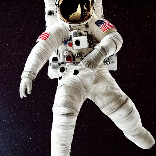 Image similar to photograph of an astronaut, black background, only arms and legs are lit, full body photo,, 8 k