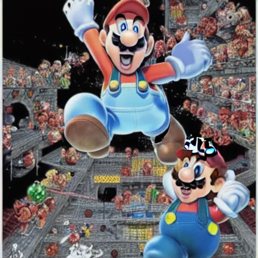 Image similar to hyper detailed illustration of Super Mario, by Kev Walker, simon bisley and paolo parente