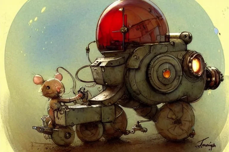 Image similar to adventurer ( ( ( ( ( 1 9 5 0 s retro future robot mouse tunneling machine. muted colors. ) ) ) ) ) by jean baptiste monge!!!!!!!!!!!!!!!!!!!!!!!!! chrome red