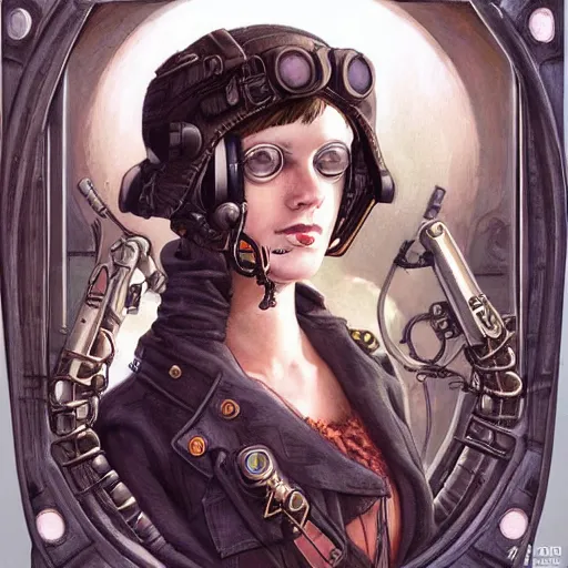 Image similar to a dieselpunk portrait in the style of anna dittmann and donato giancola and charles dulac.