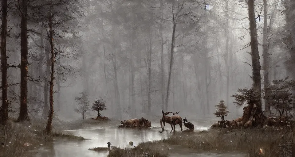 Image similar to Enchanted and magic forest, by JAKUB ROZALSKI