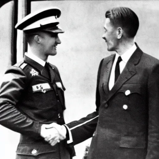 Image similar to robert lewandowski shaking hands with german dictator