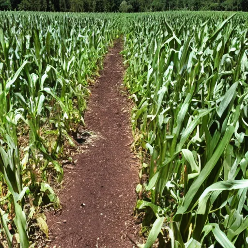 Prompt: trail cam footage of ominous floating corn cobs