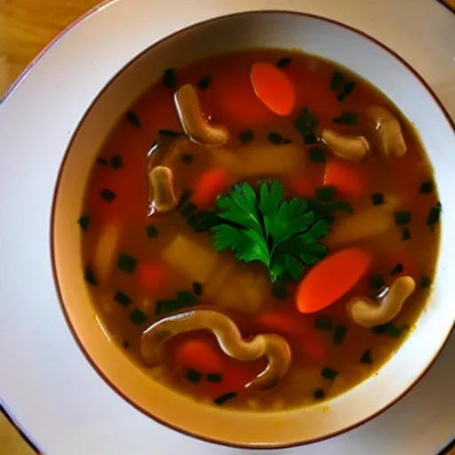 Image similar to a soup with worms