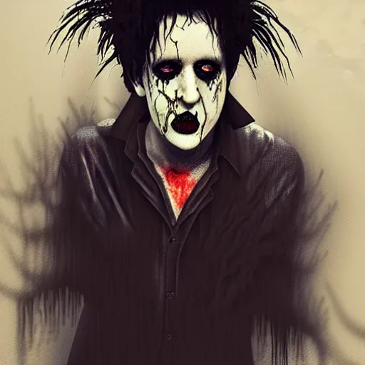 Image similar to early picture of robert smith from the eighties as a cute zombie, 7 days to die zombie, fine art, award winning, intricate, elegant, sharp focus, cinematic lighting, digital painting, 8 k concept art, art by z. w. gu, art by brom, art by michael hussar, 8 k