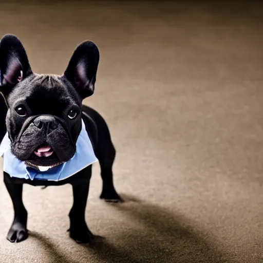 Image similar to black french bulldog wearing businessman attire