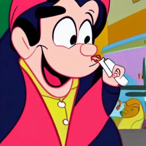 Image similar to kim kardashian in old disney cartoon smoking weed