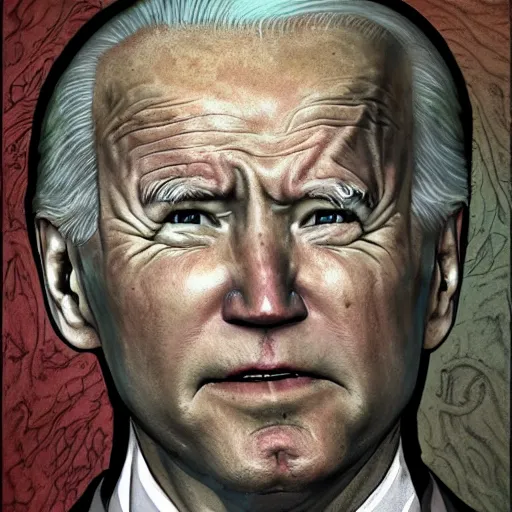 Prompt: biden became stupid ugly lovecraftian degenerate abomination, photo - realistic, color image, 2 k, highly detailed, bodyhorror, occult art