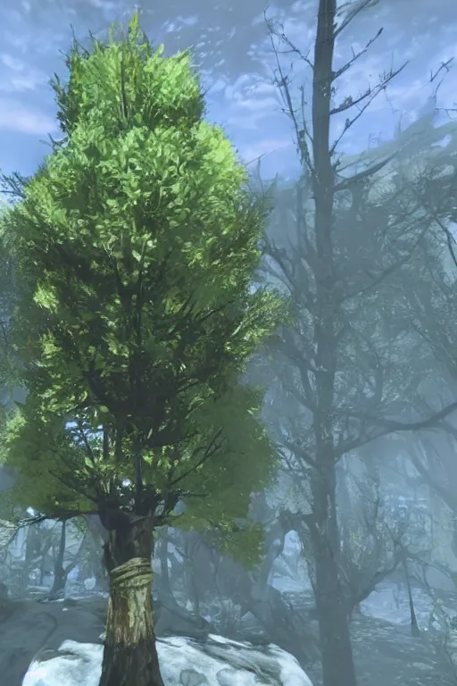 Prompt: the deku tree from Zelda in Fallout 4