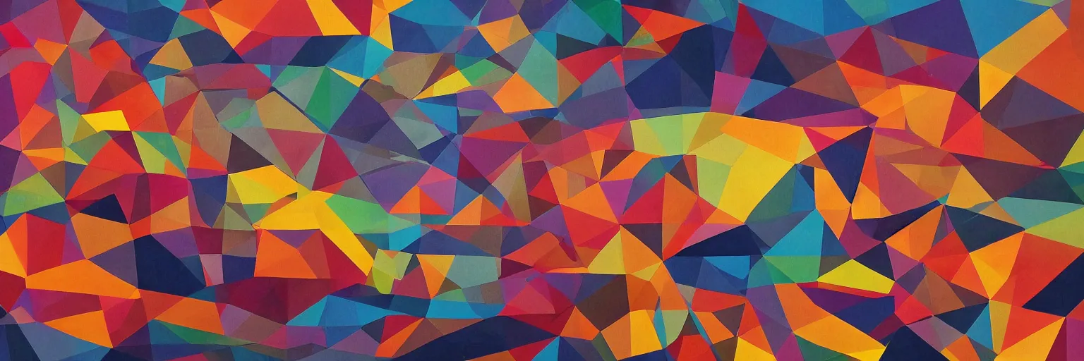 Image similar to abstract landscape, Mural, Hyperprism, Geometric, Polygonal