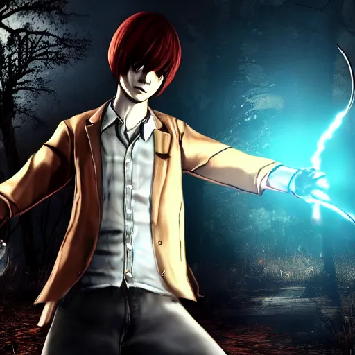 Image similar to Screenshot of Light Yagami in Dead By Daylight character selection screen