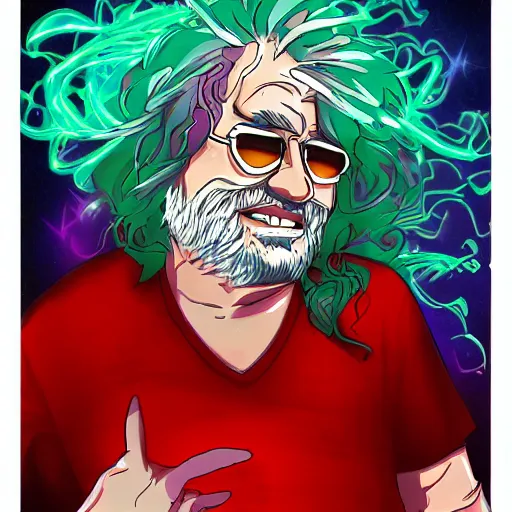 Image similar to jerry garcia anime. deviantart, artstation