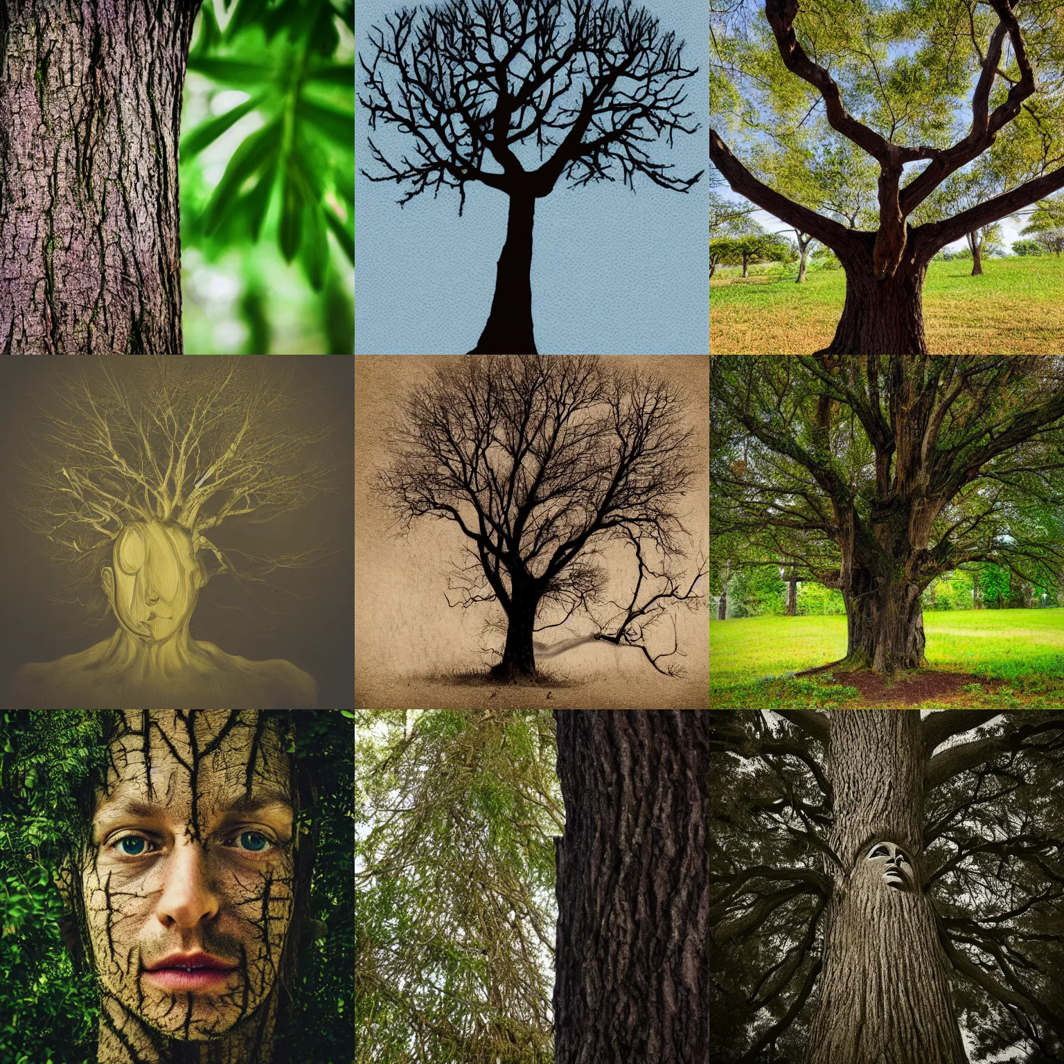 Prompt: portrait of tree with face