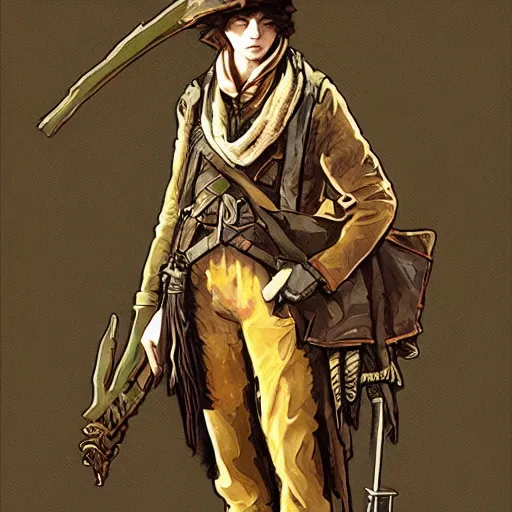 Prompt: an ultra detailed vector image of michael cera dressed as the hunter from bloodborne, concept art by alphonse mucha and greg rutkowski, bloodborne horror
