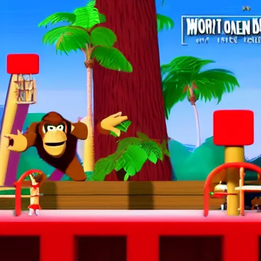 Image similar to donkey kong 6 5 world premier trailer 4 k hdr