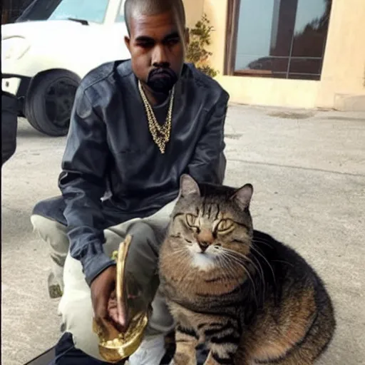 Image similar to kanye west with a cat