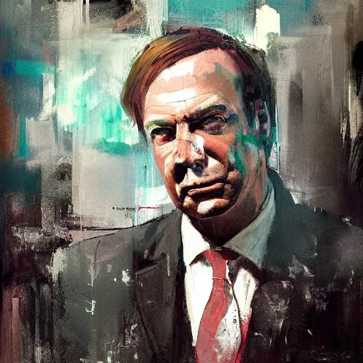 Prompt: saul goodman portrait painted by jeremy mann