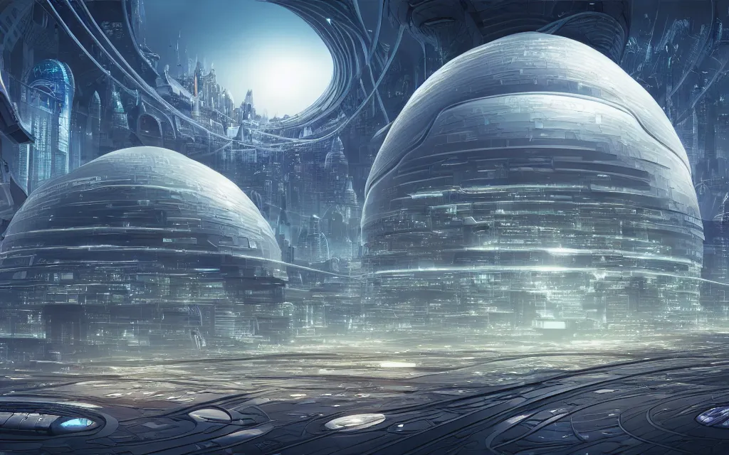 Prompt: a scifi utopian domed city, future perfect, award winning digital art