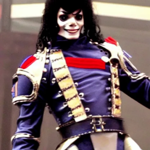 Prompt: thriller - era michael jackson as a space marine in the warhammer 4 0 k universe