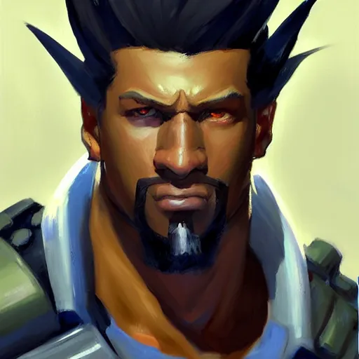 Prompt: Greg Manchess portrait painting of Barret Wallace from FFVII as Overwatch character, medium shot, asymmetrical, profile picture, Organic Painting, sunny day, Matte Painting, bold shapes, hard edges, street art, trending on artstation, by Huang Guangjian and Gil Elvgren and Sachin Teng